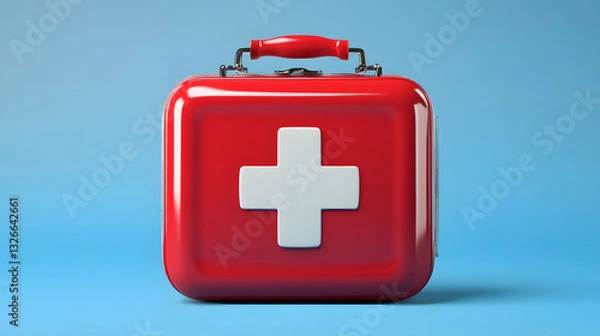 Obraz Professional first aid kit illustration on isolated background for medical concepts