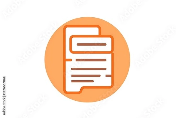 Fototapeta Simple line icon of a receipt, minimalistic and elegant in bright orange.