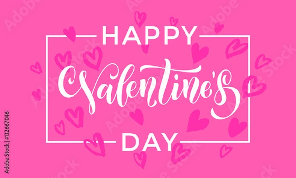 Fototapeta Valentines day heart pattern greeting card calligraphy