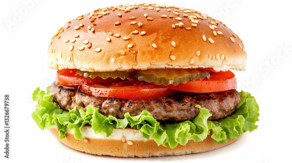 Fototapeta hamburger isolated on white