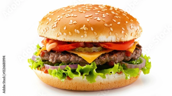 Fototapeta hamburger isolated on white