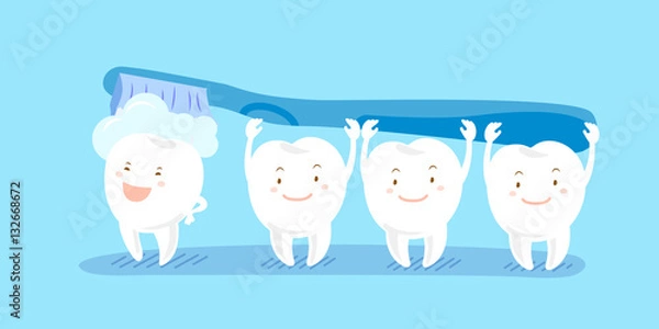 Obraz brushing cute cartoon teeth