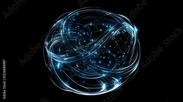 Obraz Futuristic digital sphere with interconnected nodes and data particles
