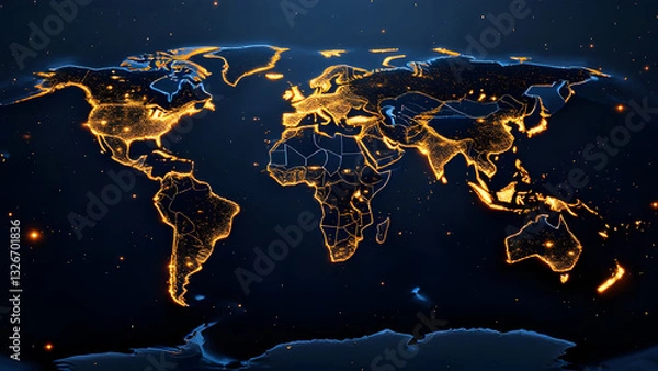 Obraz Realistic World Map Unfolded
