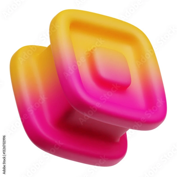 Fototapeta gradient abstract shape 3d icon isolated on the transparent background