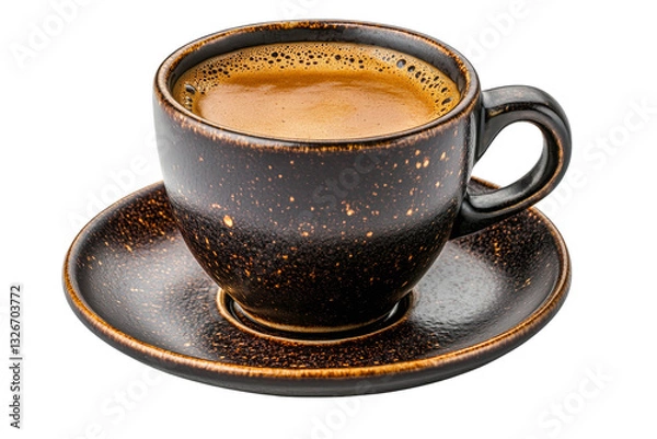 Obraz Rich espresso in a black ceramic cup on a saucer