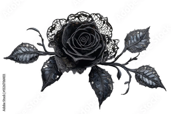 Obraz Intricate black lace rose on transparent background