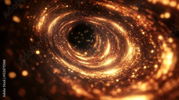 Obraz Swirling vortex of glowing data streams in a digital tunnel
