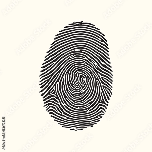 Obraz Black fingerprint vector illustration on white background