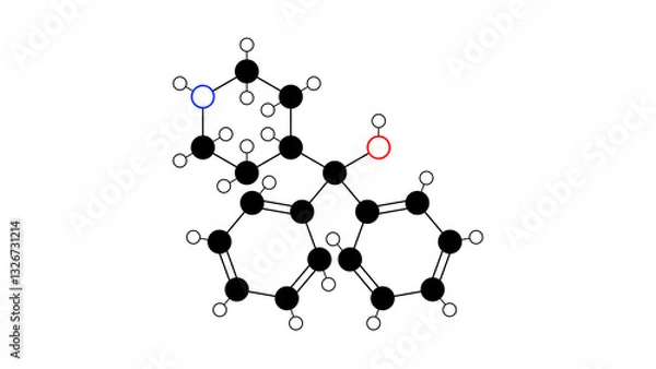 Fototapeta azacyclonol molecule, structural chemical formula, ball-and-stick model, isolated image ataractive agent