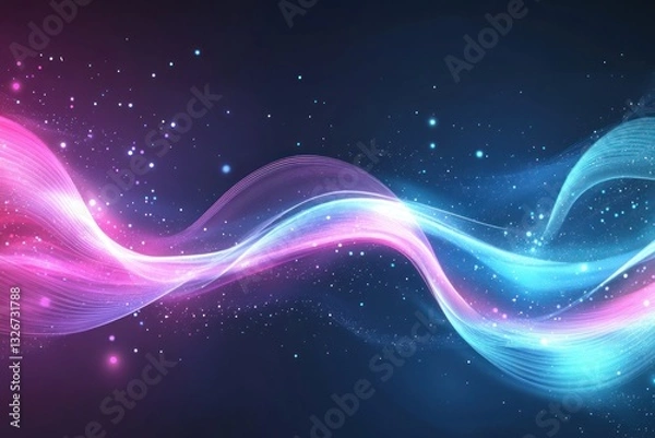 Obraz Colorful Abstract Waves with Sparkles in Dark Space