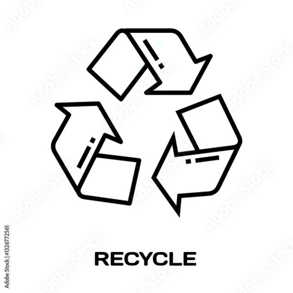 Fototapeta Recycle editable stroke outline icon isolated on white background flat vector illustration, black outline, Pixel perfect
