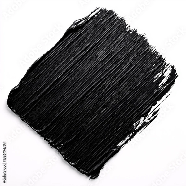 Fototapeta black paint brush stroke in a square shape and smooth texture on white background