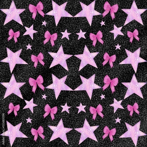 Obraz Pink star seamless pattern 