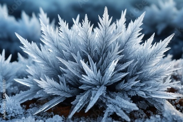 Fototapeta arafed plant with frost on it in a field of snow