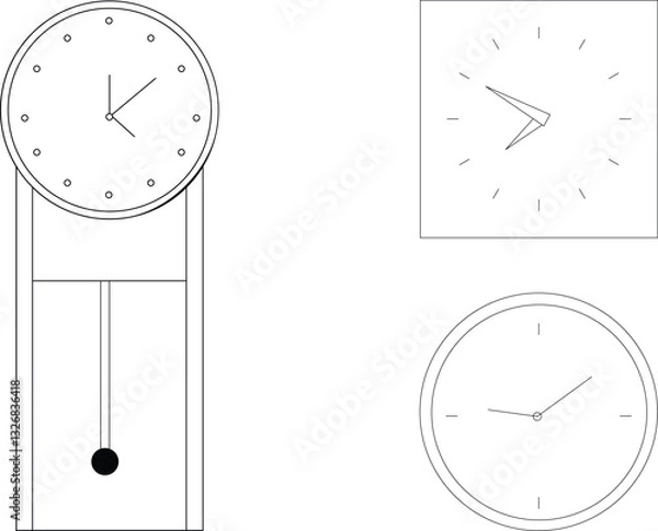 Fototapeta Sep simple and minimalist clock - Cuckoo or pendulum, square and round