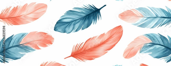 Fototapeta Pastel feathers pattern, design, background