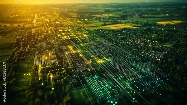 Obraz Digital transformation of a smart city with futuristic technology