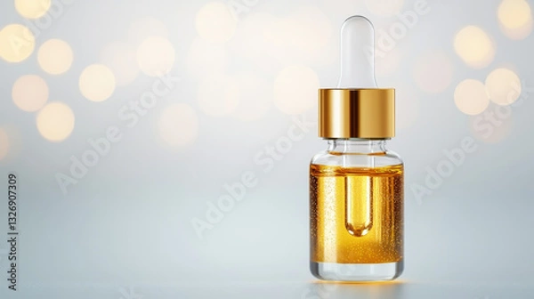 Fototapeta Astaxanthin, Astaxanthin oil in a dropper bottle with a golden reflection.