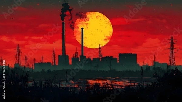 Fototapeta Bold vector design capturing the essence of Chernobyl remembrance