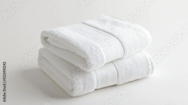 Fototapeta Elegant White Towels on a Minimalist Background