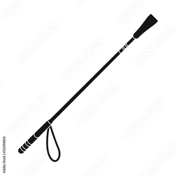 Fototapeta Riding whip icon in black style isolated on white background. Hippodrome and horse symbol stock vector illustration.