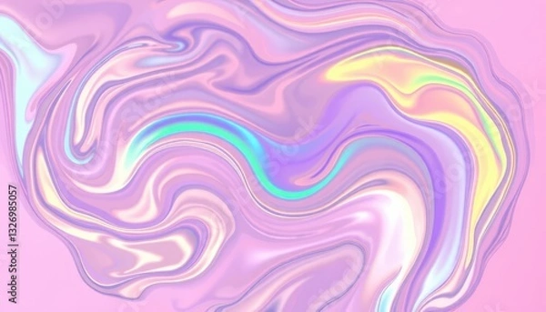 Fototapeta Colorful abstract swirl of pastel shades in pink, purple, blue and gold creating a dreamy and fluid background for artistic and creative projects
