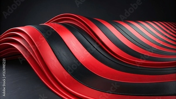 Obraz Vibrant Red and Black Wave Pattern - Abstract Visual Art