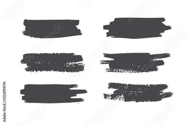 Obraz Set of paint brush stroke. Grunge vector drawing. Artistic design elements, ink splatter. Dirty watercolor texture, frame line, splash or abstract creative shape for social media.