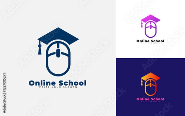 Obraz Online School Logo with Mouse and Graduation Cap