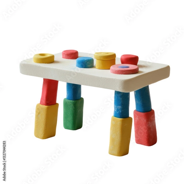 Fototapeta Playdough Desk with Colorful Legs and Solid White Top for Creative Play and Imaginative Learning