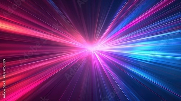 Fototapeta Abstract of neon light glowing with digital technology design. High tech vivid laser illuminated with contemporary concept in cyberspace style perfect for cyber theme background and wallpaper. AIG53.