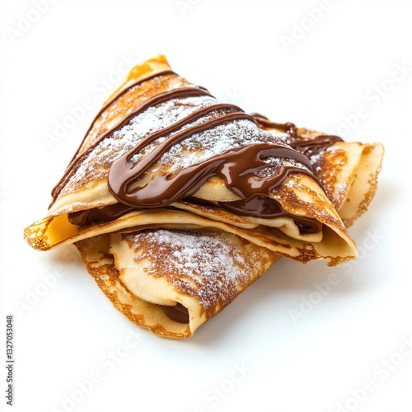 Fototapeta close up of nutella crepes isolated on white background