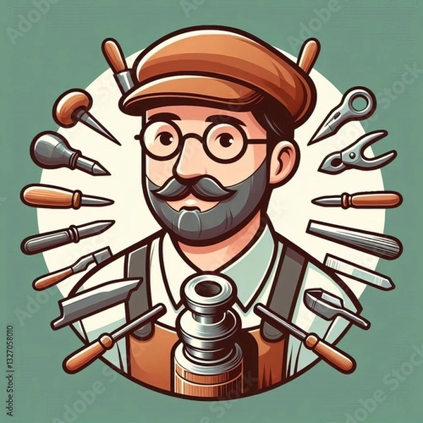 Fototapeta Example User John Metalturner a skilled craftsman