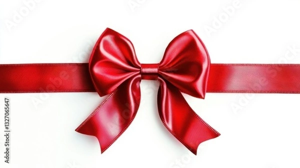Fototapeta Glossy Red Ribbon Bow with Smooth Texture