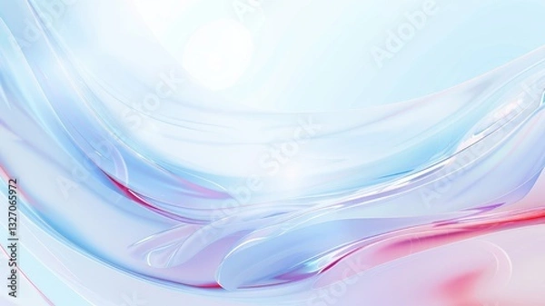 Fototapeta Abstract smooth pastel wave shapes in blue and pink tones. Background image of transparent wave with blue and red. Digital art for design and print. Minimal and contemporary wallpaper design. AIG53.