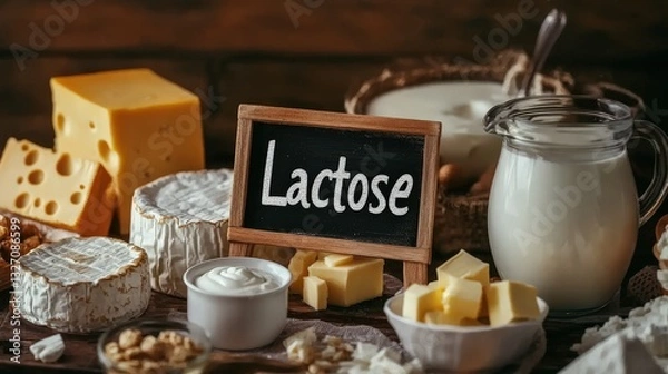 Fototapeta different products containing lactose. Selective focus.