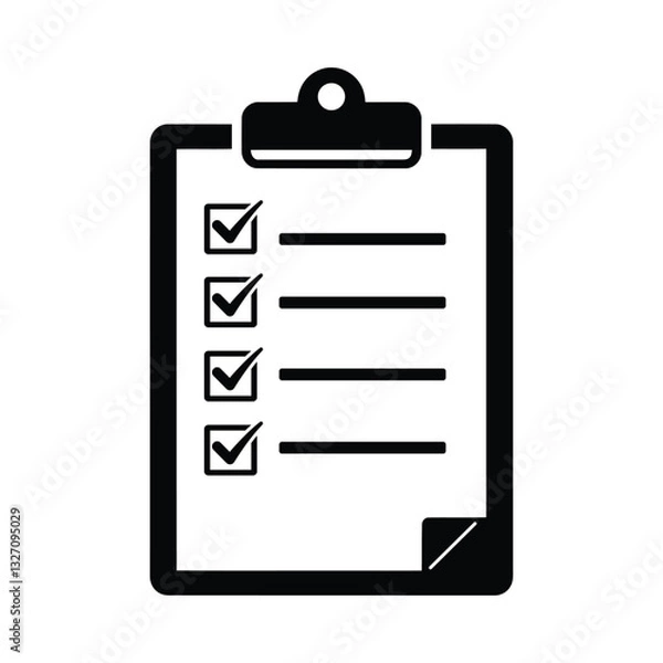 Fototapeta Clipboard icon with checkmarks vector, isolated on a white background