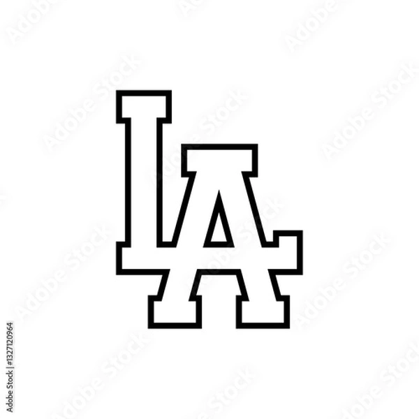 Fototapeta LA Retro Merged Intertwined Letters Logo on – Los Angeles Text Illustration Vector