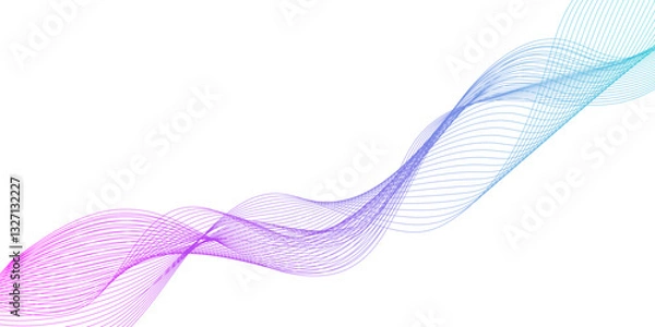 Obraz Wavy flowing curve pattern of digital modern technology and geometry, modern seamless abstract wave curve lines with flowing particles, digital and modern seamless abstract curved wave line.