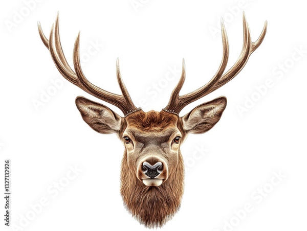 Fototapeta Isolated Stag Head Close Up
