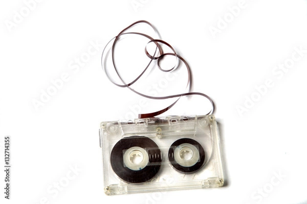 Obraz vintage audio cassette with tangled tape