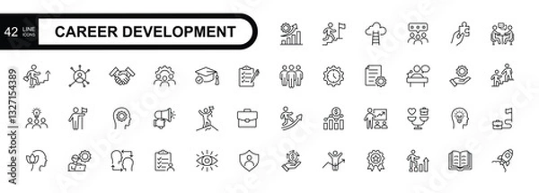 Obraz Career development line editable icons set. Vector illustration