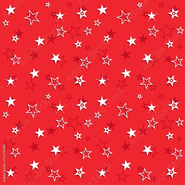 Fototapeta Red pattern with stars. Vector stellar background