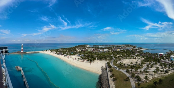 Obraz An aerial panoramic view of Ocean Cay, Bahamas