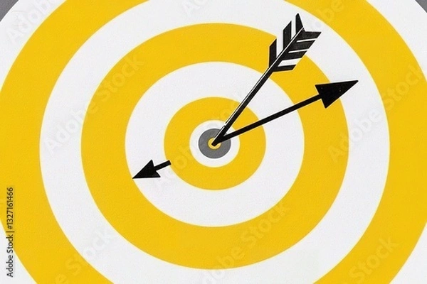 Fototapeta Illustration of a target with concentric circles, an arrow with a feathered end, 