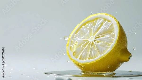 Fototapeta lemon and water with white background
