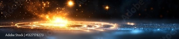 Fototapeta Cosmic energy swirling around glowing like stardust in the universe. Generative AI