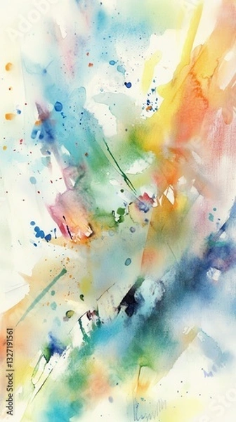 Fototapeta elegant watercolor wallpaper with soft brush strokes, blending vibrant colors in an abstract design, perfect for mobile backgrounds with a dreamy and artistic touch