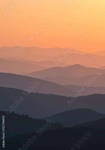 Fototapeta sunrise in the mountains. 4k background of hills in the distance
